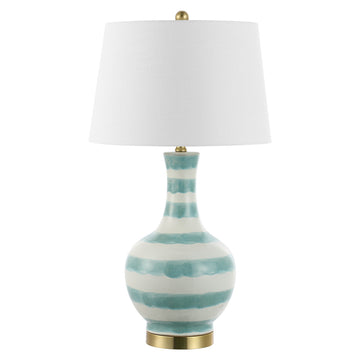 Tucker 30.5" Striped Ceramic/Metal LED Table Lamp - JONATHAN Y